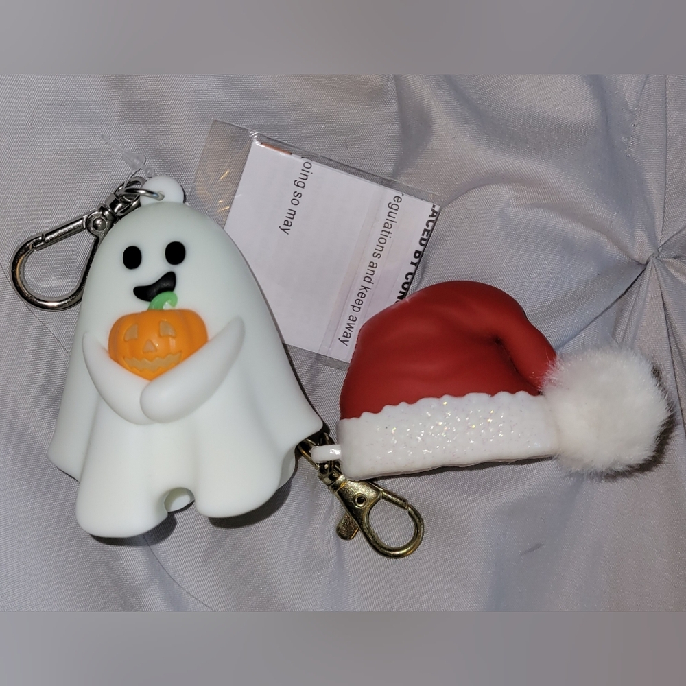 Bath and Body Works Ghost Halloween Pocketbac Holder NWT & Santa Hat Holder